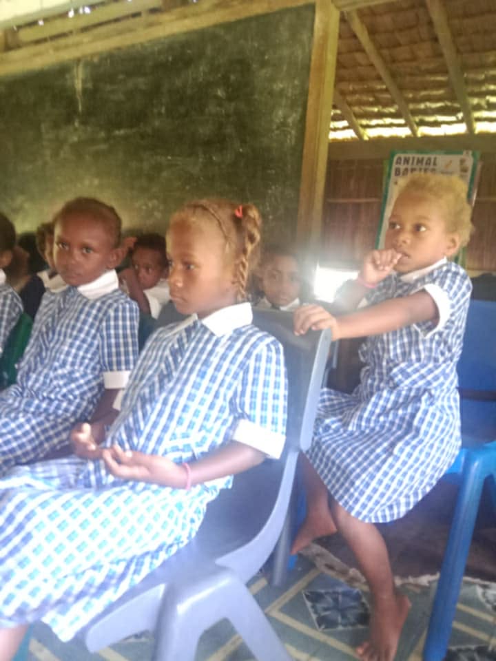 Hauhui School in the Malaita Island (Solomon Islands) students wearing the donated uniforms. Images used with permission.