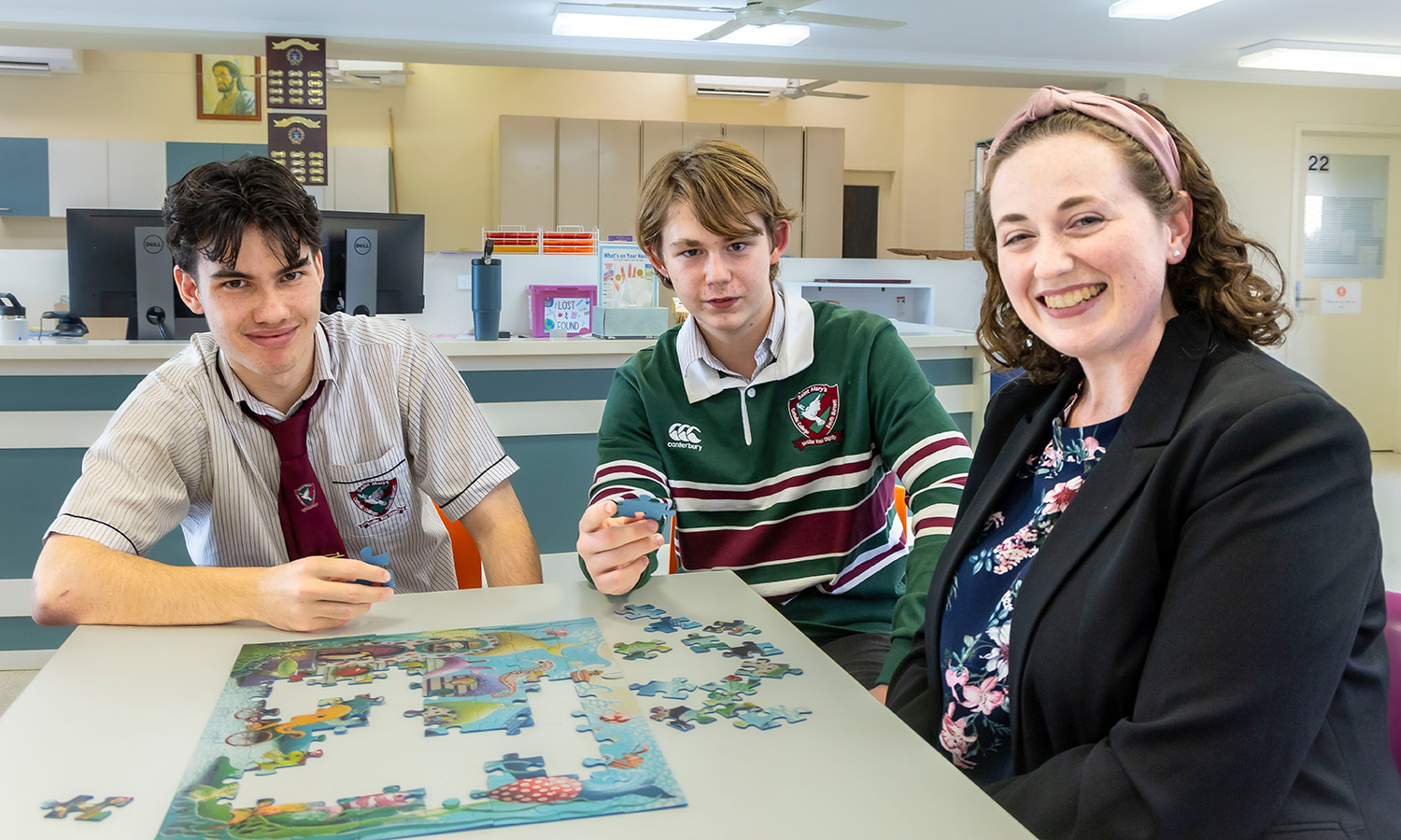 Secondary Teacher and Middle Leader for Mathematics, Science, Technologies and Health and Physical Education Jess Redfern with students