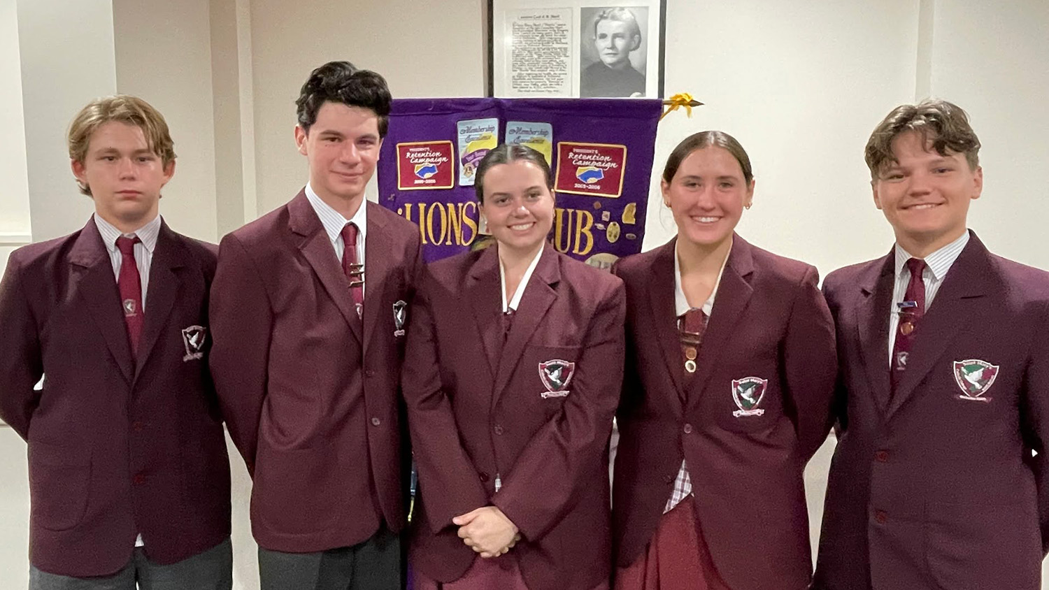 Saint Mary's Catholic College Year 12 students Mark, Con, Eleanor, Matilda and Angus