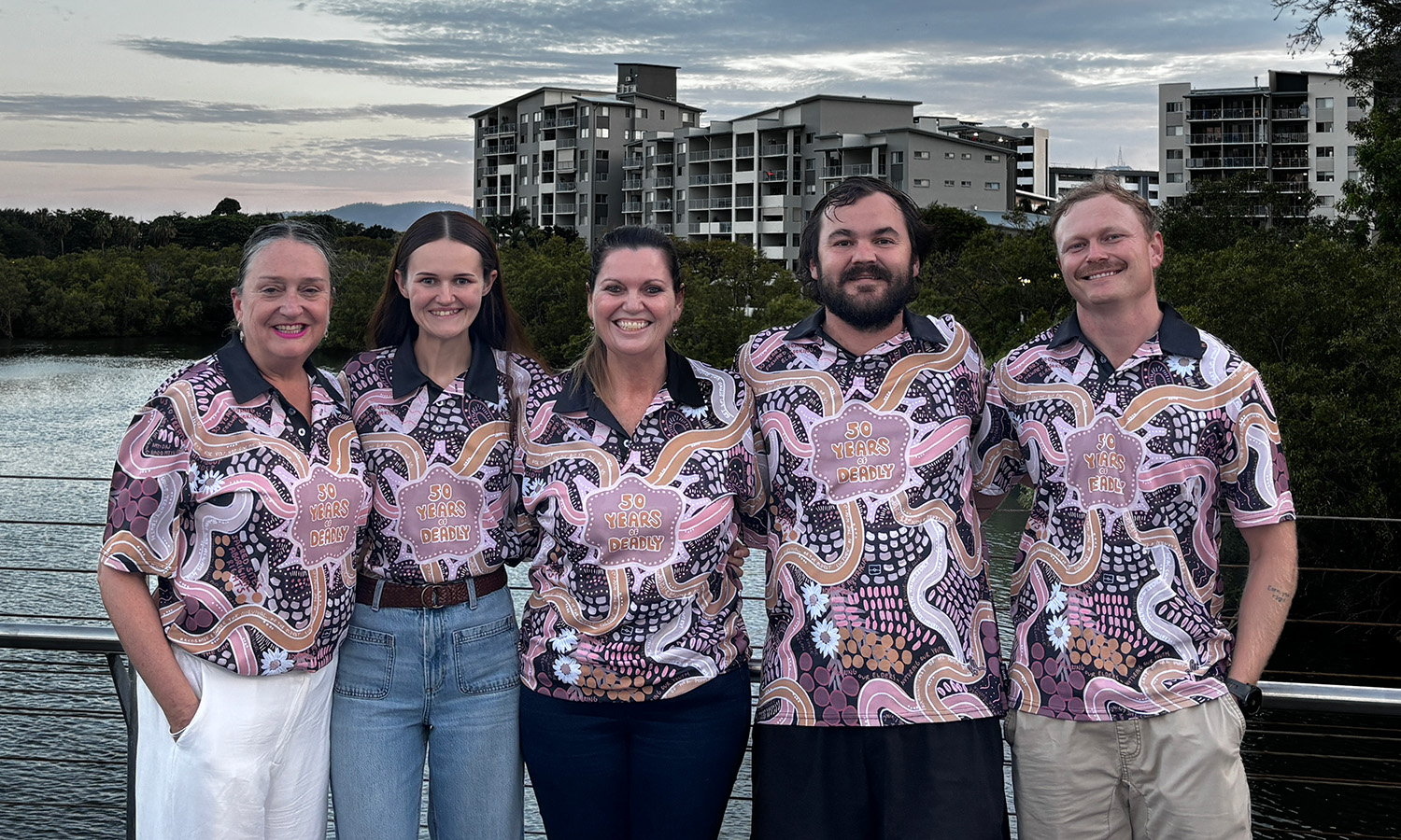 Xavier Catholic College, Hervey Bay Head of Campus Ursula Witham-Young with First Nations educators Katelyn Bell, Laurel Ball, Michael O’Shea, and Robert Young